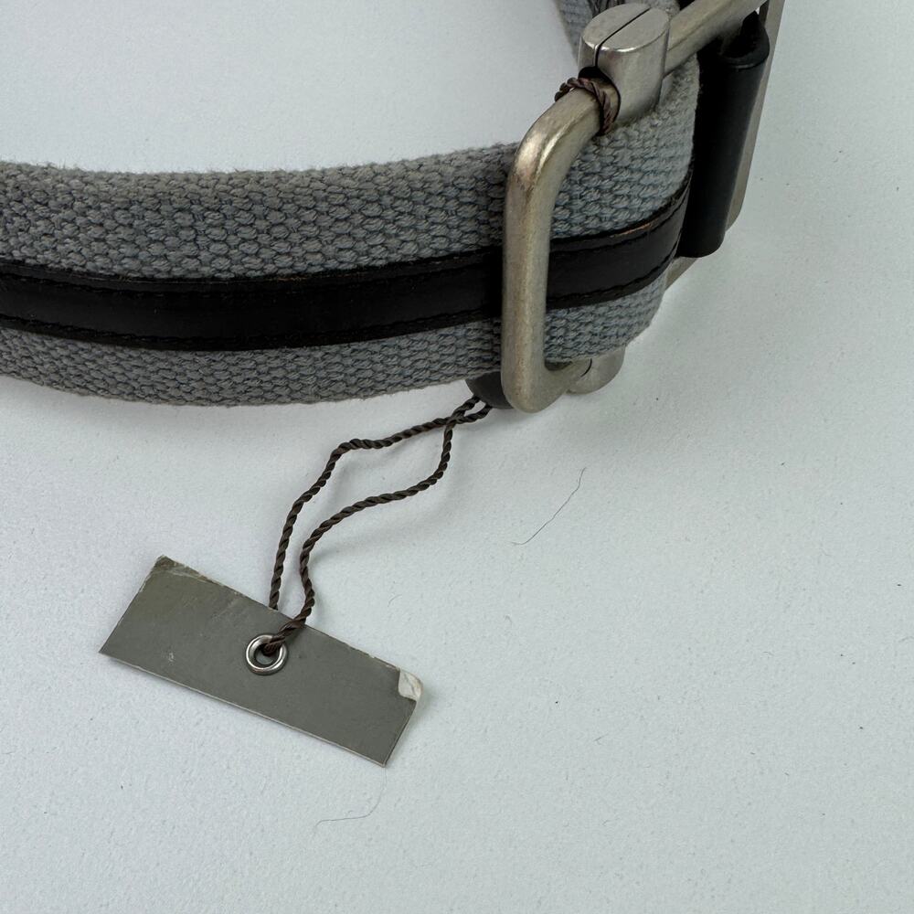 7 For All Mankind Belt Gray Black Striped Rigger Buckle Hardware Sz X-Small NWOT - Picture 3 of 6